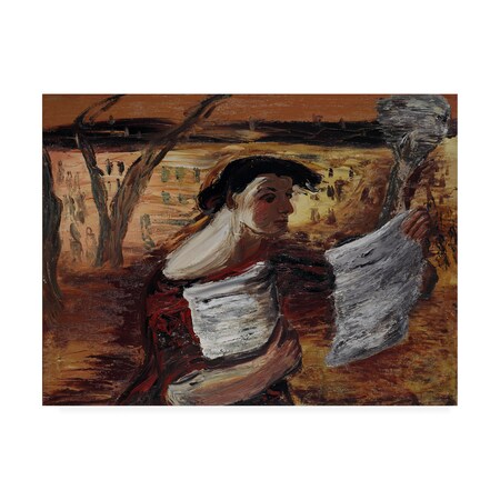 Alexander Drevins 'Woman With Leaflets' Canvas Art,35x47